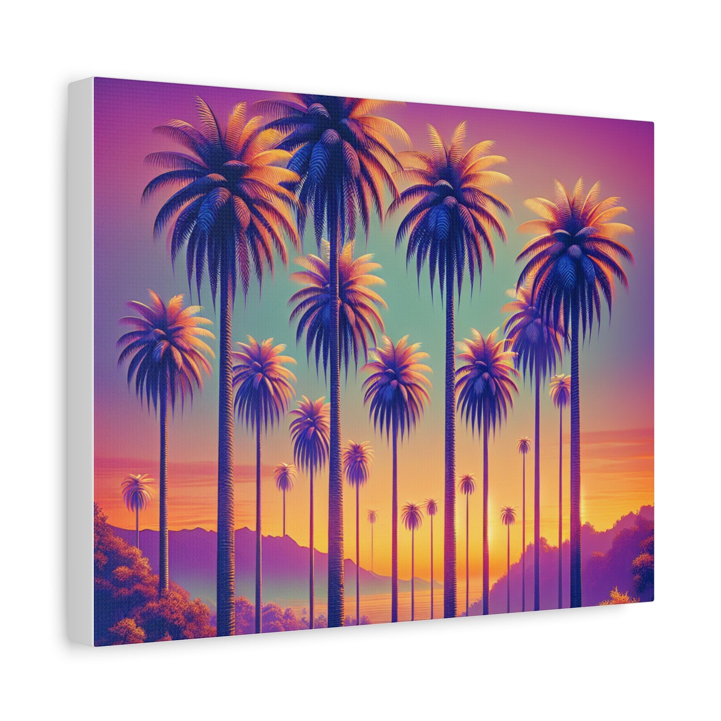 Matte Canvas, Stretched, Various Sizes / Sunset Palms