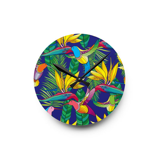 Acrylic Wall Clock, Bird of Paradise Toile