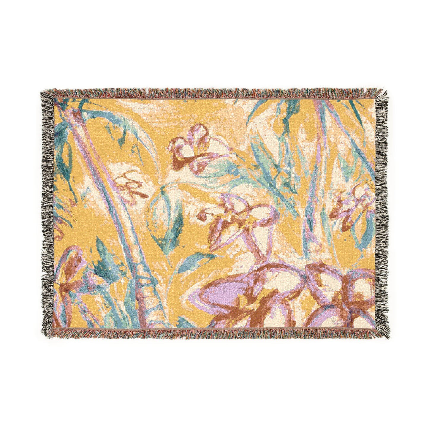 Woven Blanket, 3 Sizes - Tropical Home Decor / Tropical Doodles, Yellow