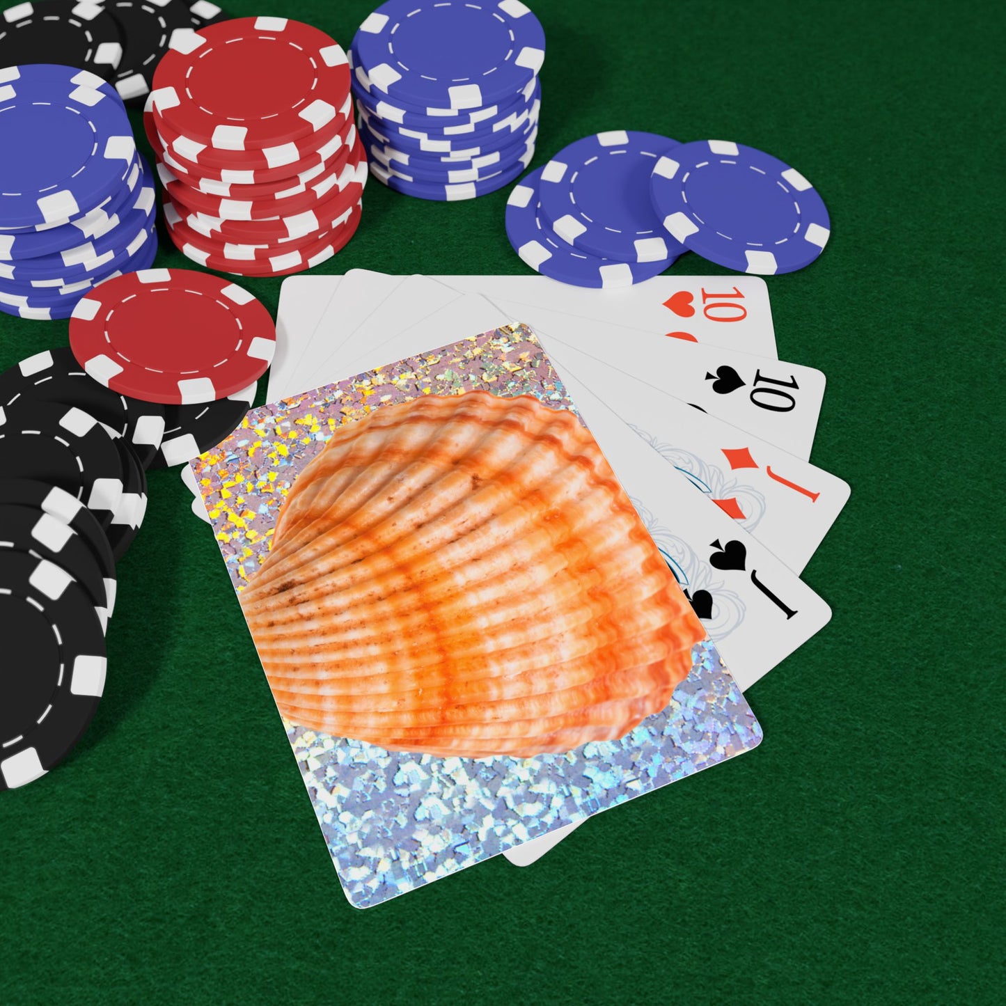 Poker=Sized Playing Cards - Disco Orange Scallop