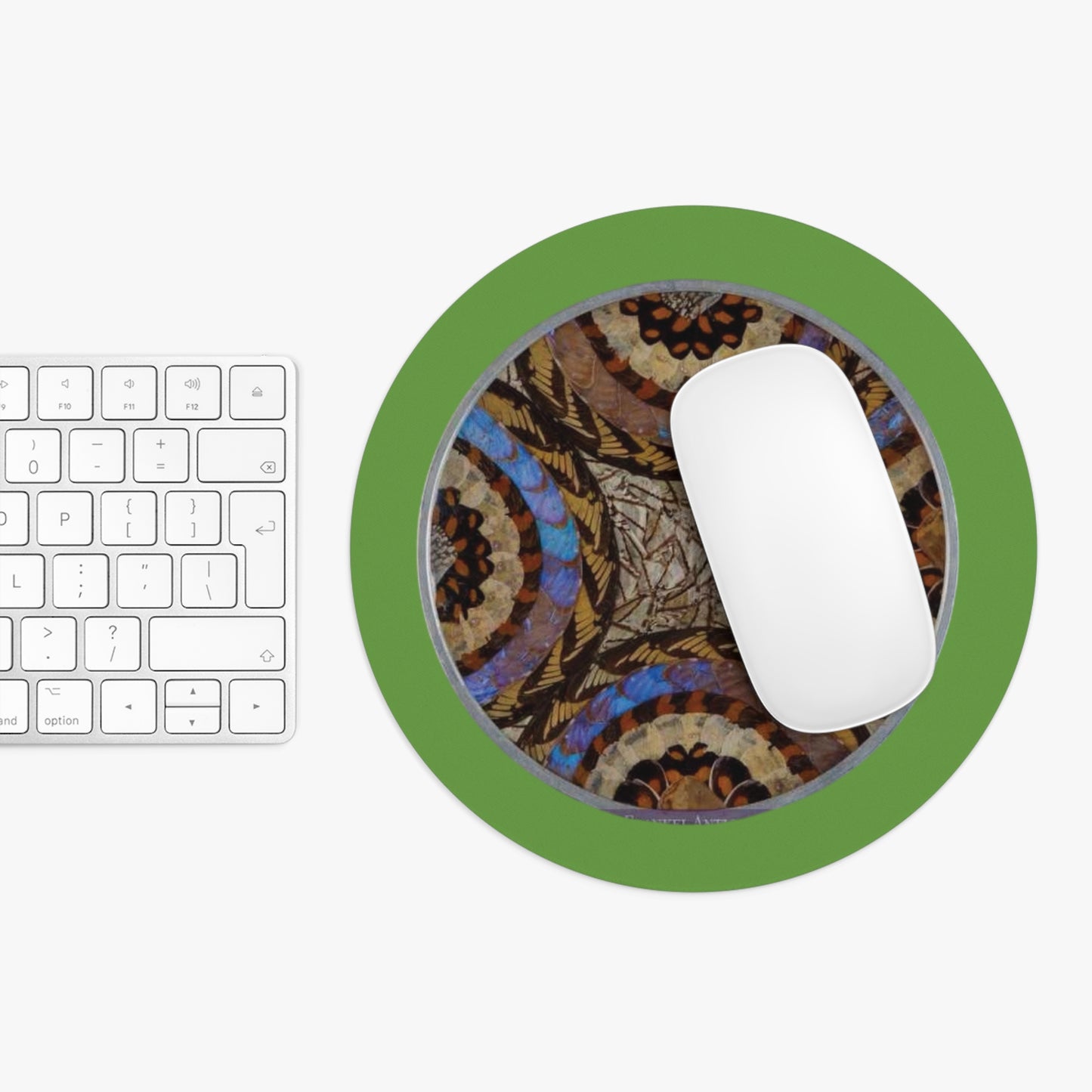 Tropical Mouse Pad, 2 Shapes - Beach Vibes for Home Office & Gamer / Real Butterfly Wing Art, Green