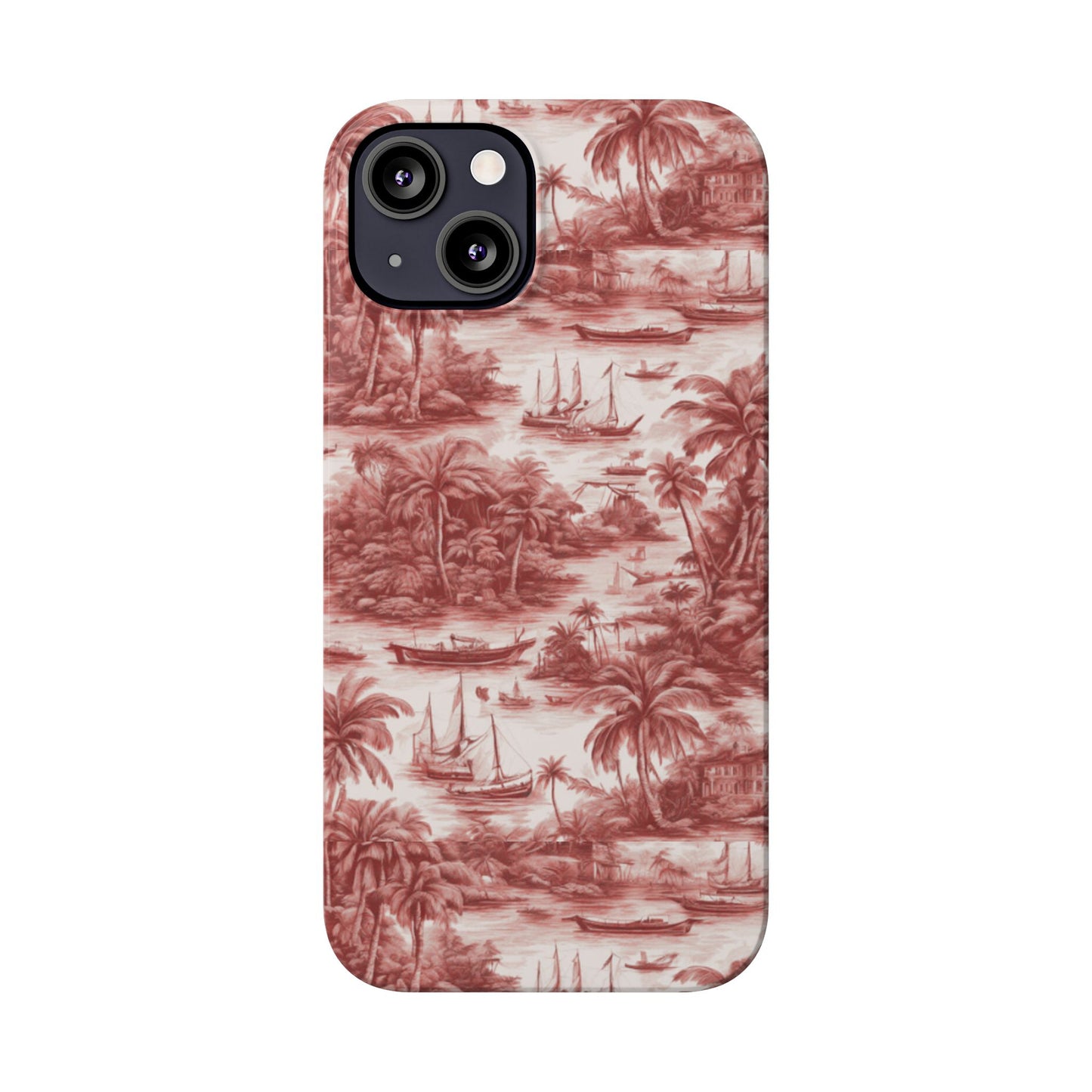 Slim Phone Cases - Tropical Toile #1, russet