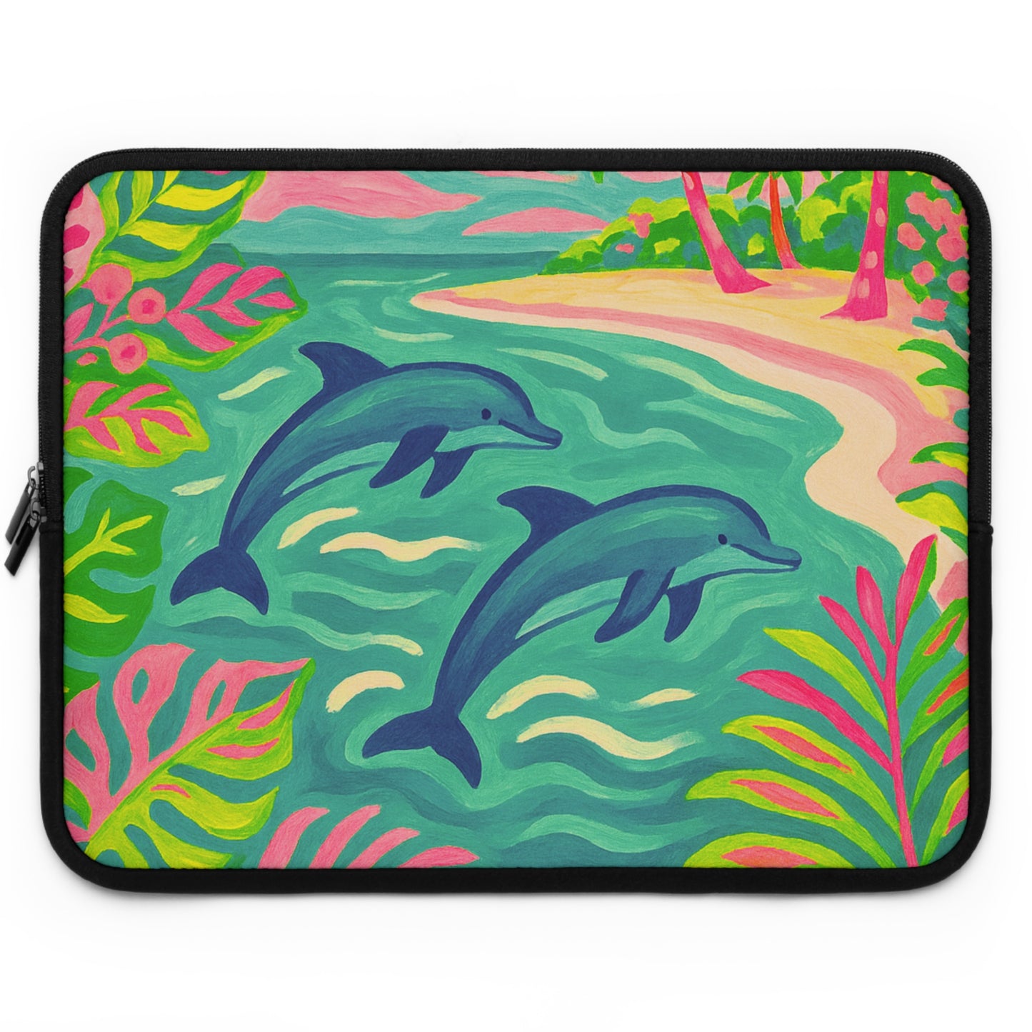 Tropical Laptop Sleeve, 5 Sizes - Perfect for Ocean Lovers & Students / Jumping Dolphins