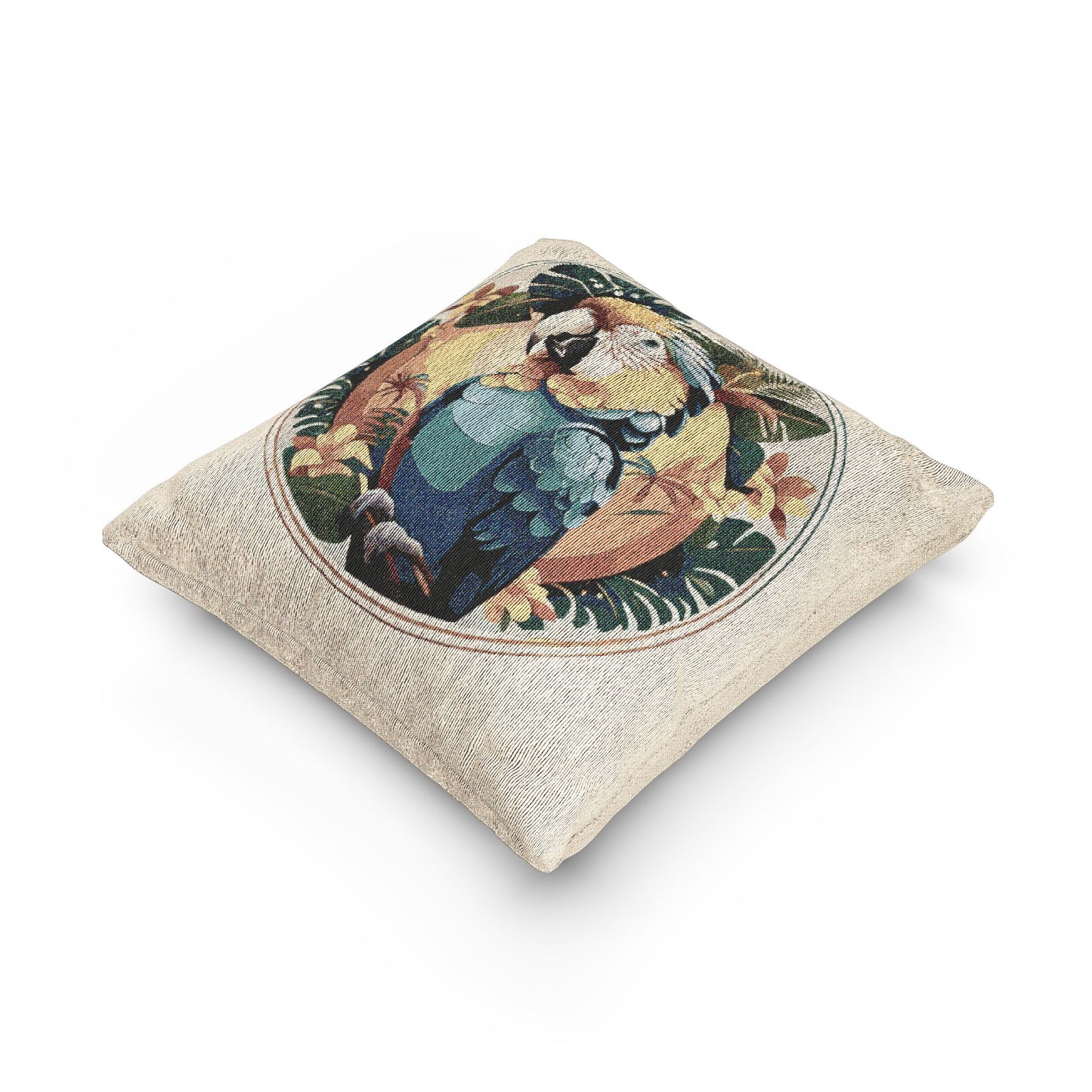 Woven Pillow, 17"W x 18"L ~ Rainforest Parrot