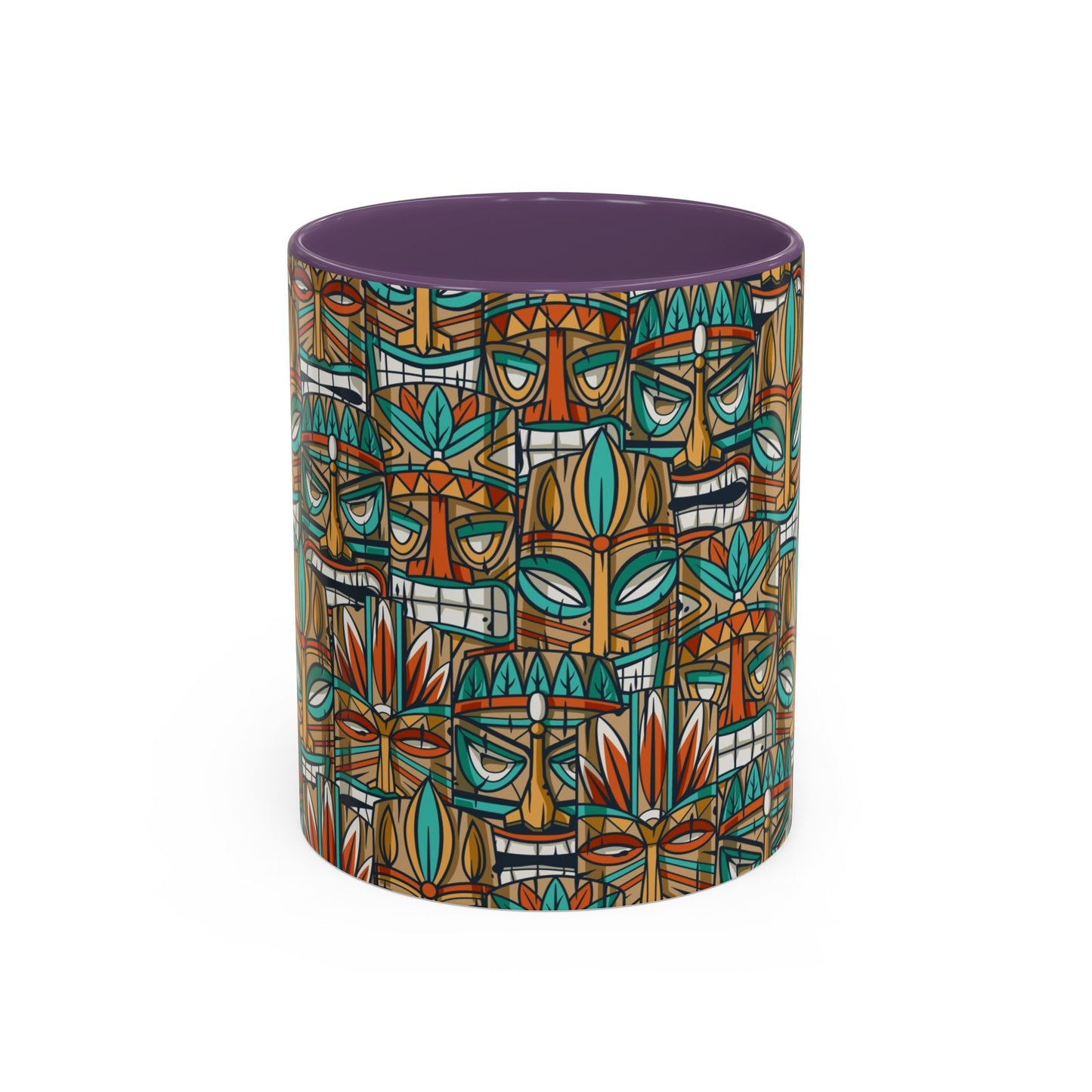 Accent Coffee Mug (11, 15oz), 8 Colors - Turquoise Tiki Party