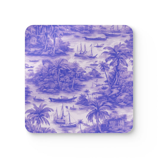 Coaster Set - Tropical Toile #1, Purple