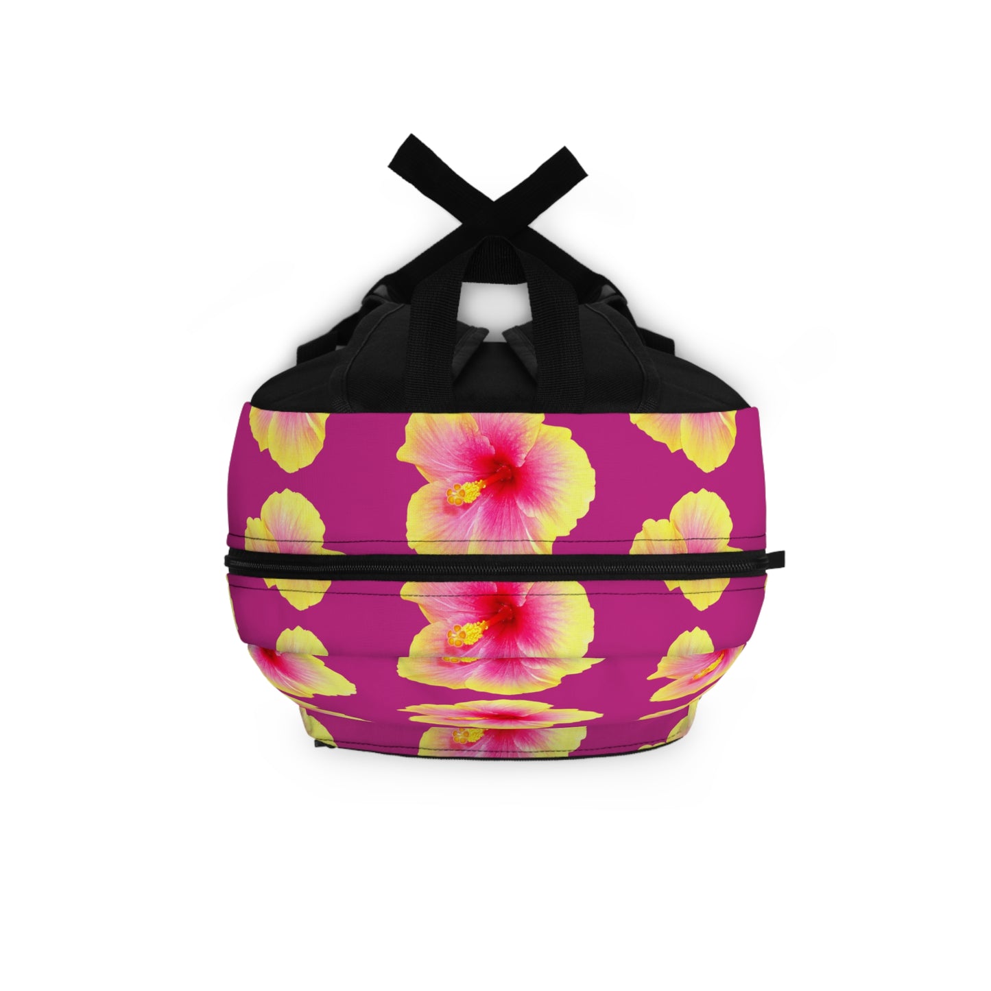 Tropical Backpack / Yellow & Pink Hibiscus Flower/Pink
