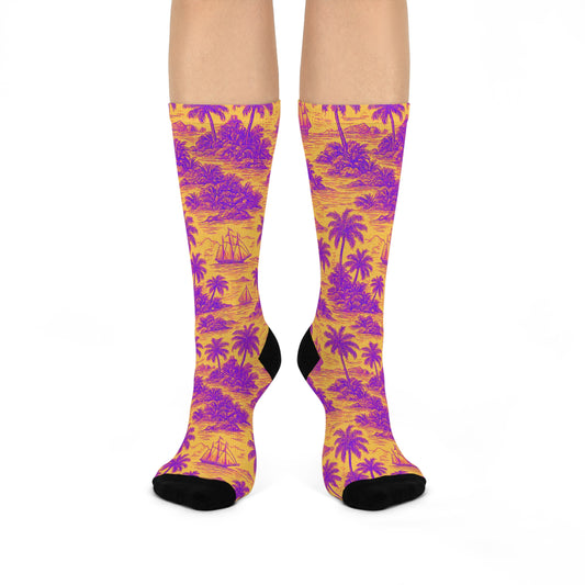 Cushioned Crew Socks - Faraway Toile, Pop