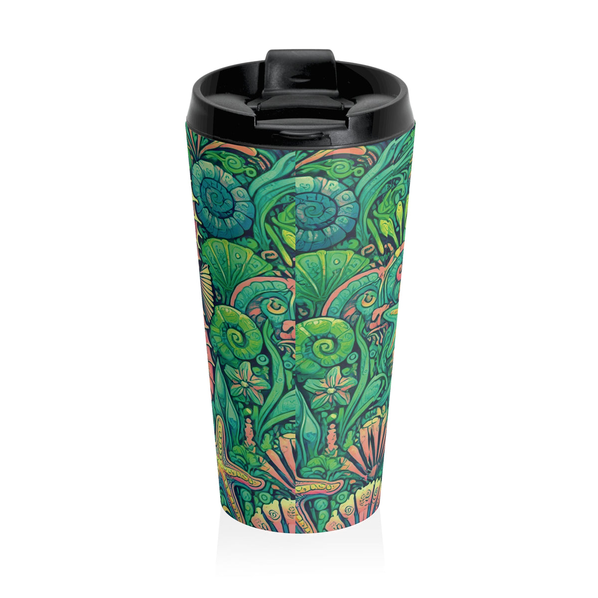 15 oz. Stainless Steel Travel Mug / Seahorse Trio Lime Green