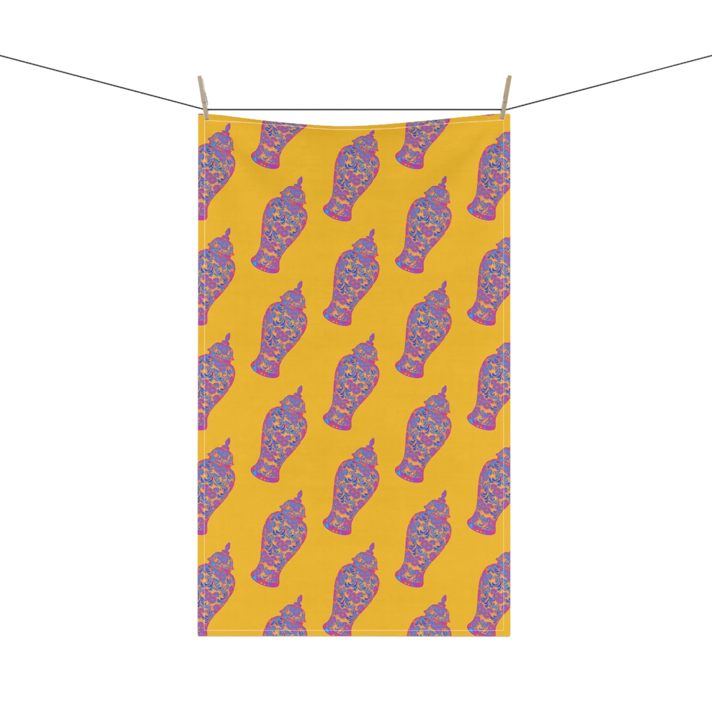 Tea Towels (cotton, poly), Heatwave Ginger Jar repeat yellow