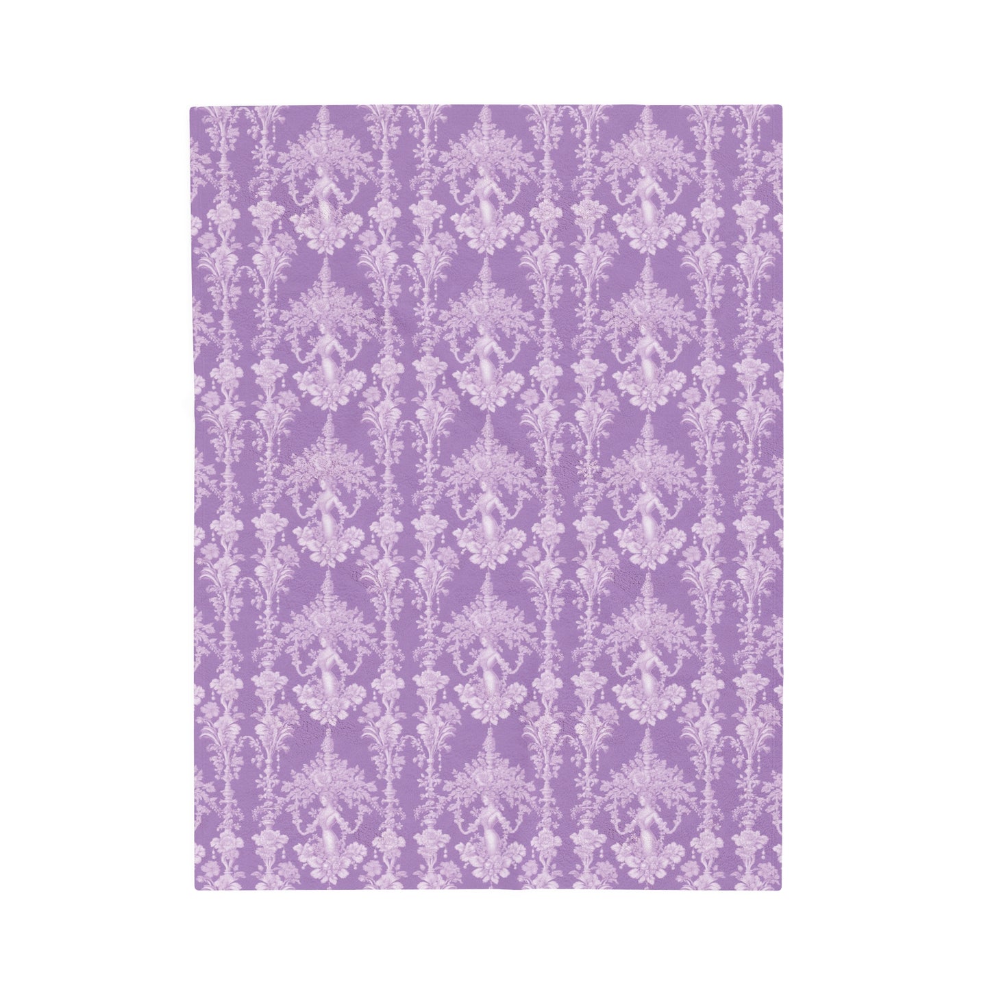 Tropical Pearl Lady Toile/Purple Velveteen Plush Blanket - Cozy Home Decor for Coastal Lovers