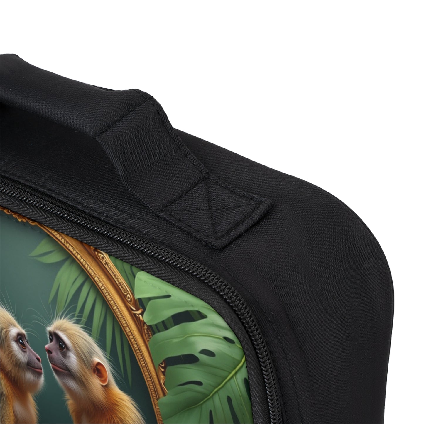 Framed Marmoset Monkies Lunch Bag - Eco-Friendly Insulated Tote, Adult and Child Lunchbox / Perfect for Picnics, Beach Outings