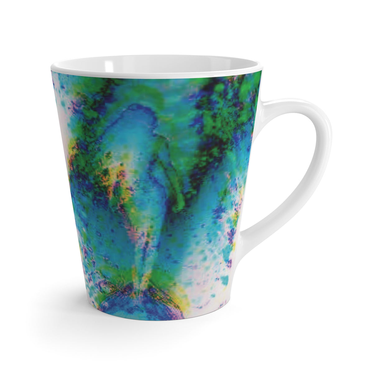 Latte White Mug - Mermaid Trace, Blue