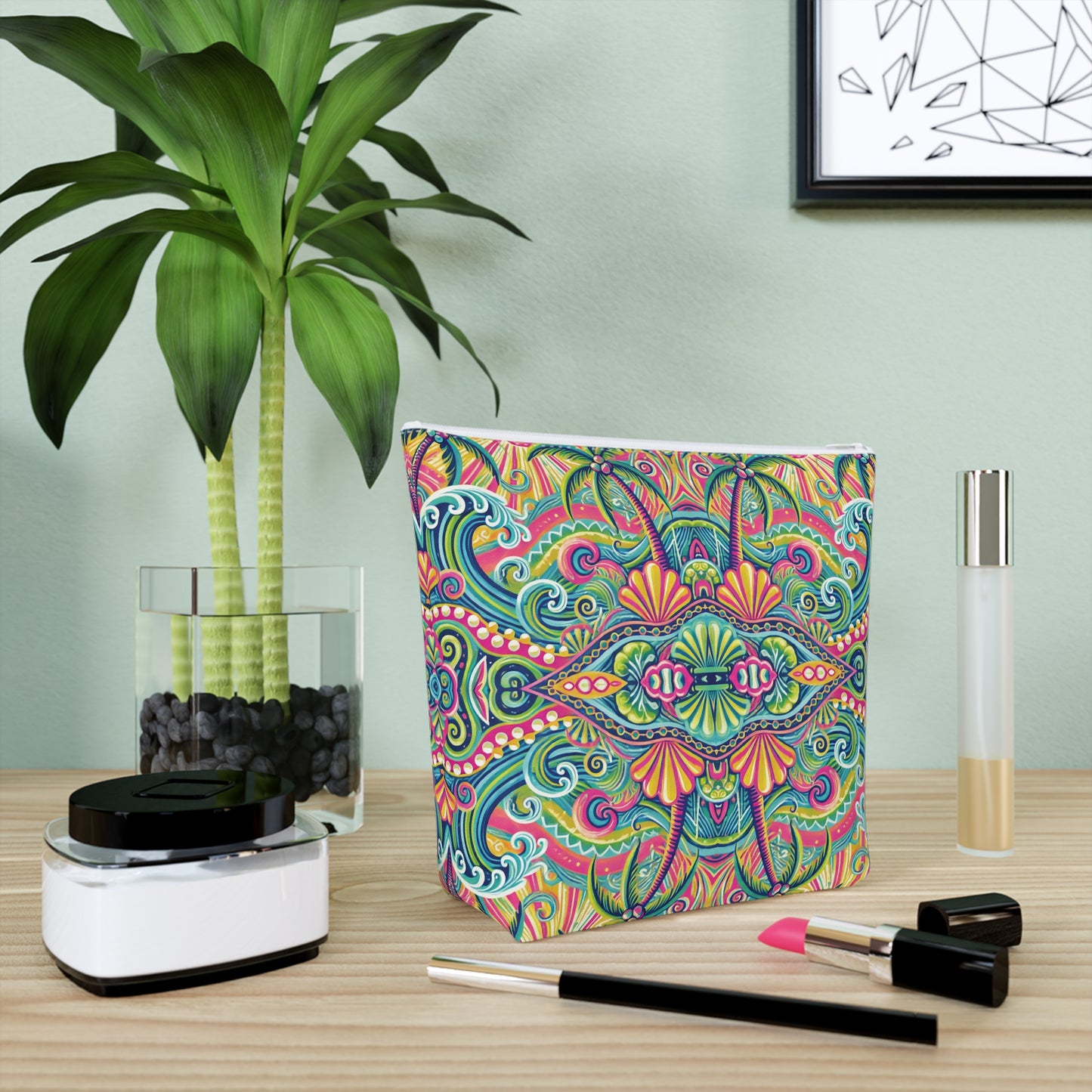Tropical Cotton Cosmetic Bag, Makeup Pouch, 5 Sizes / Kaleido Bay