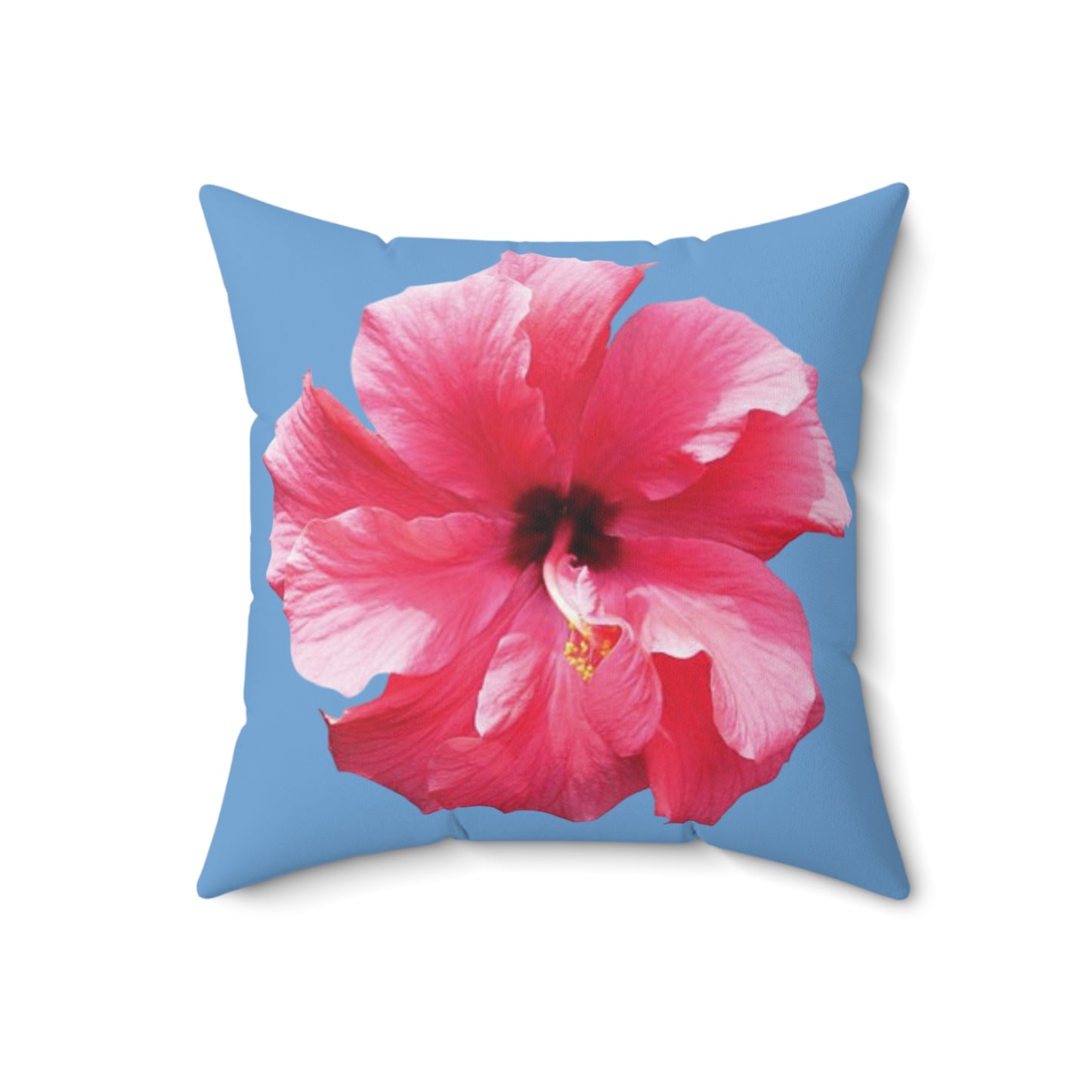 Decorative Pillow - Accent Cushion, 4 Sizes / Photo Pink Hibiscus, Lt. Blue