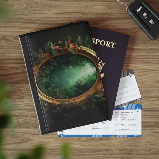 Tropical Passport Cover, Faux Leather - RFID blocking for travel security / Rainforest Portal to Paradise