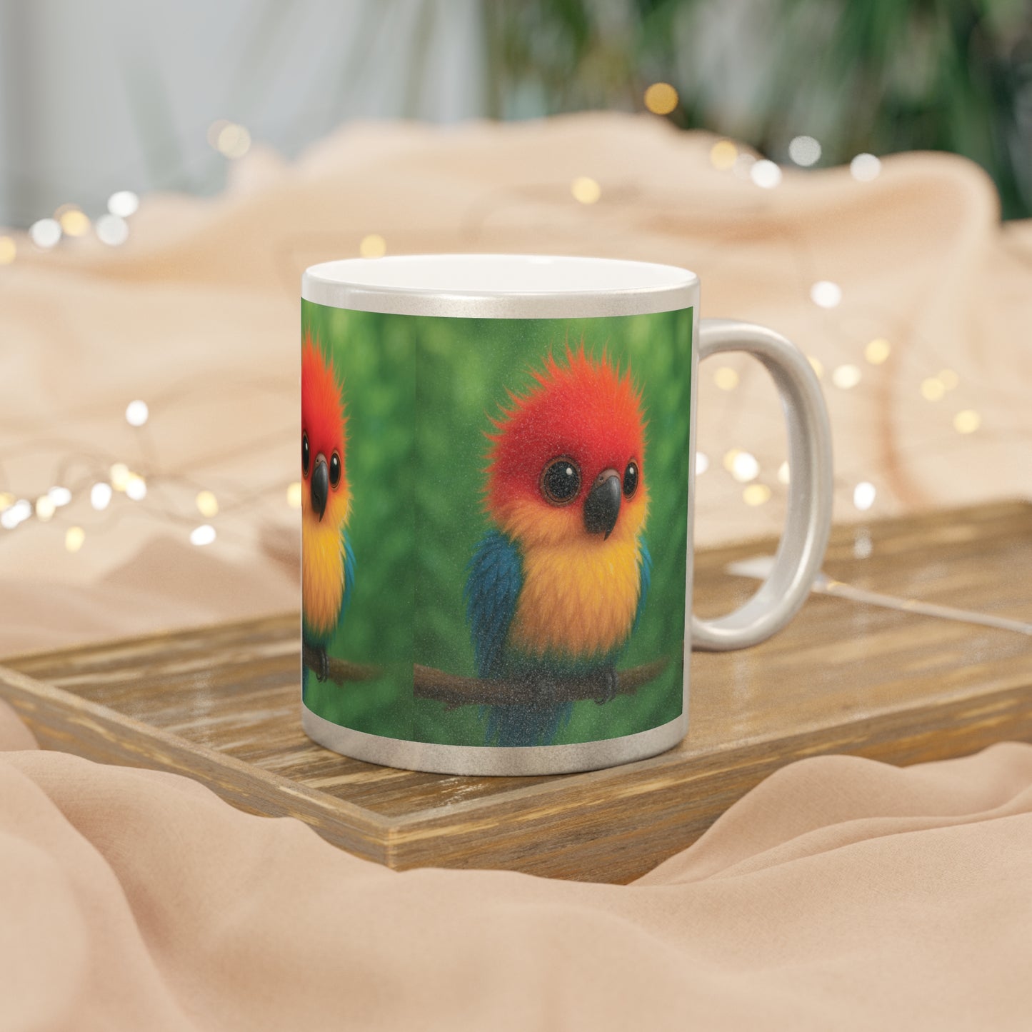 Tropical Metallic Mug, Gold or Silver - Baby Parrot