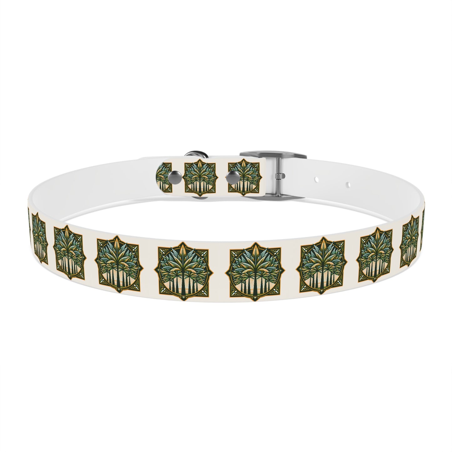 Dog Collar - Deco Palm Trees, Green/Brown