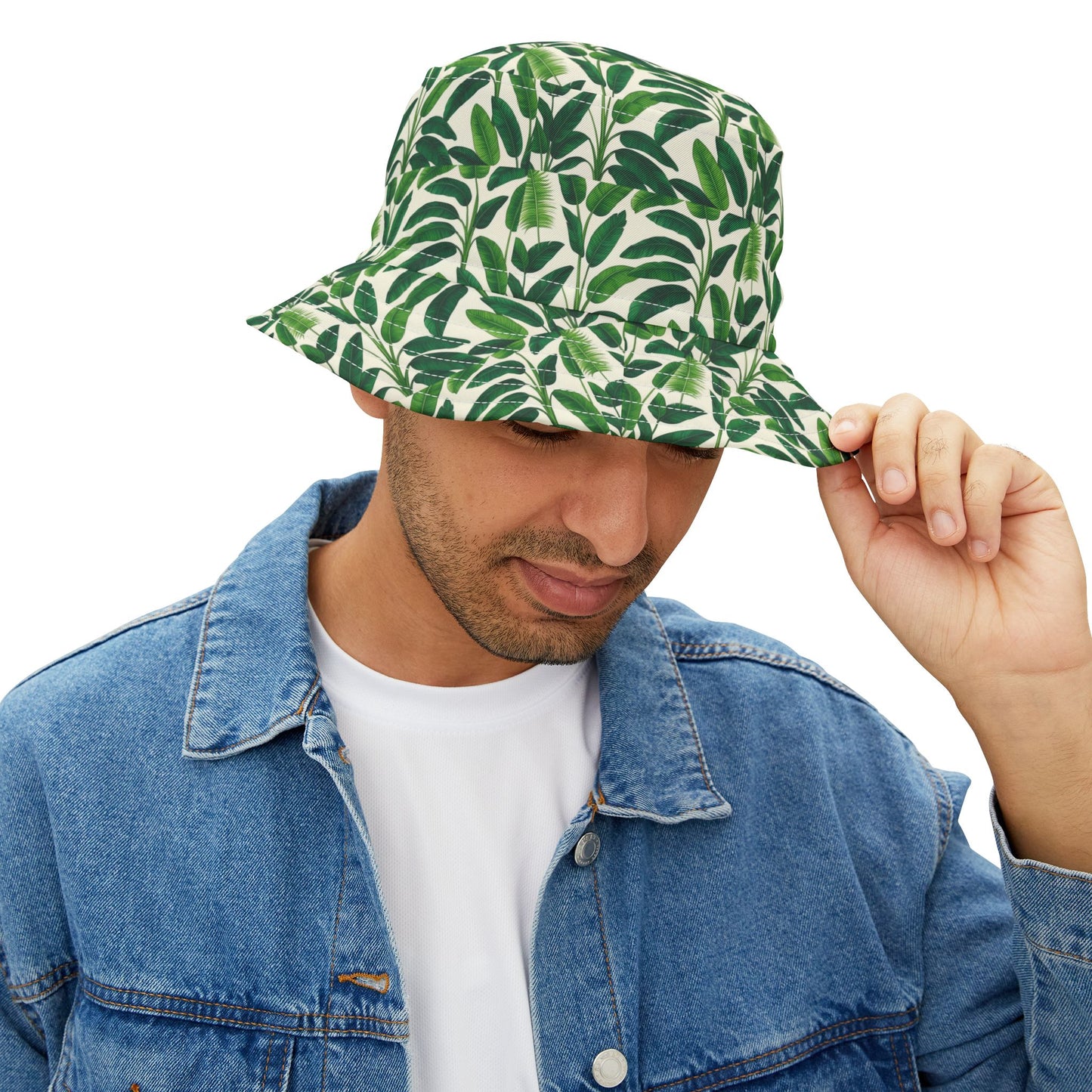 Tropical Polyester Bucket Hat, 2 Sizes - Tropical Leaves