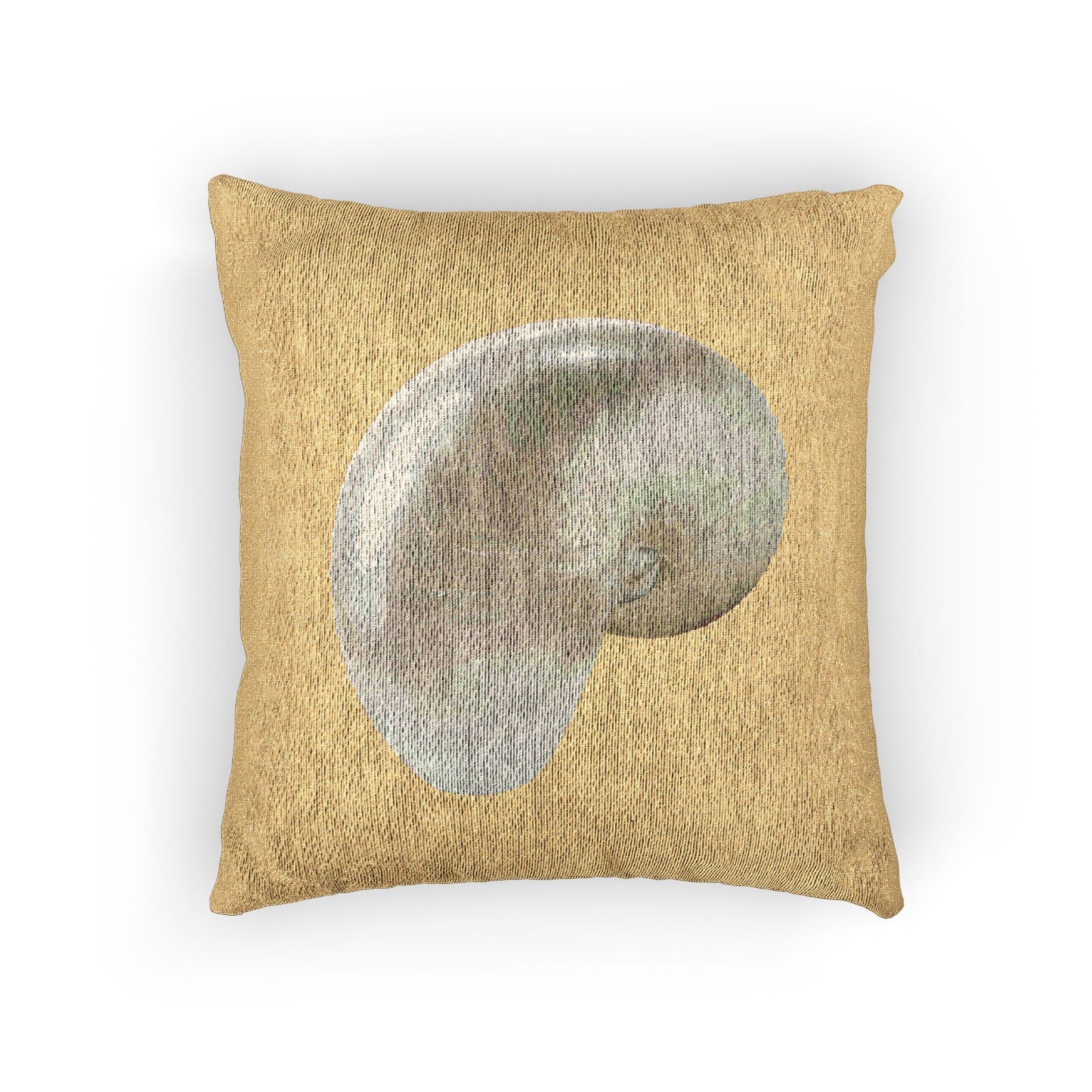 Woven Pillow, 17"W x 18"L - White Nautilus Shell, Yellow