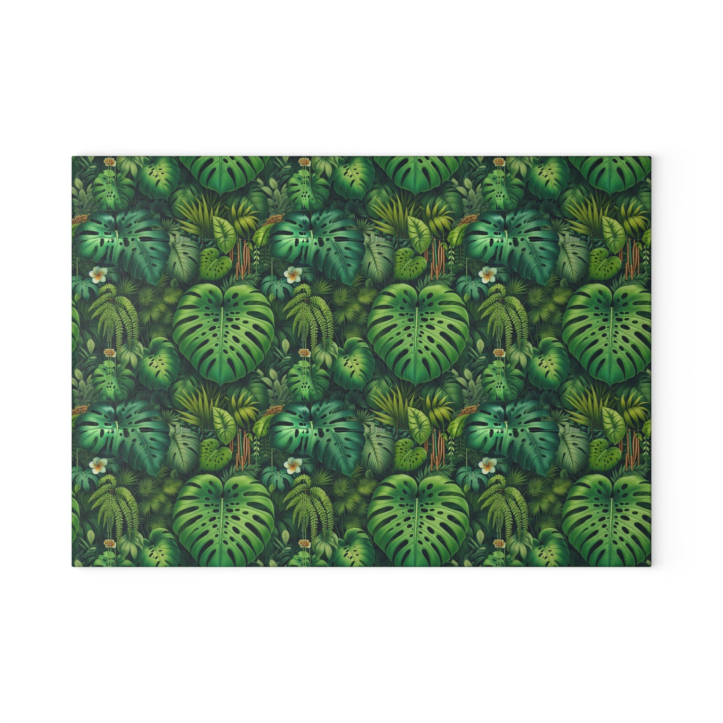 Glass Cutting Board, 2 sizes - Rainforest Greenery