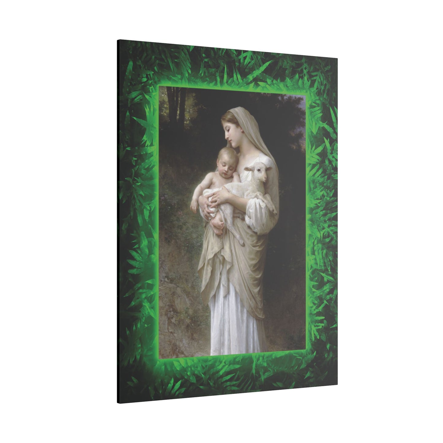 "Tropical Glow Innocence" Religious Canvas Artwork - Stretched Canvas Print / Virgin Mary & Jesus