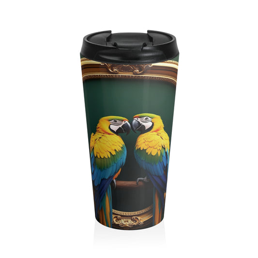 15 oz. Stainless Steel Travel Mug / Framed Macaws