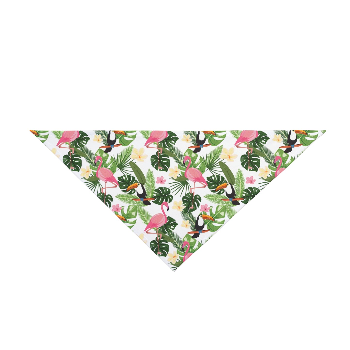 Flamingos With White Palms Tropical Pet Bandana, 2 Sizes - Stylish accessory for dogs & cats