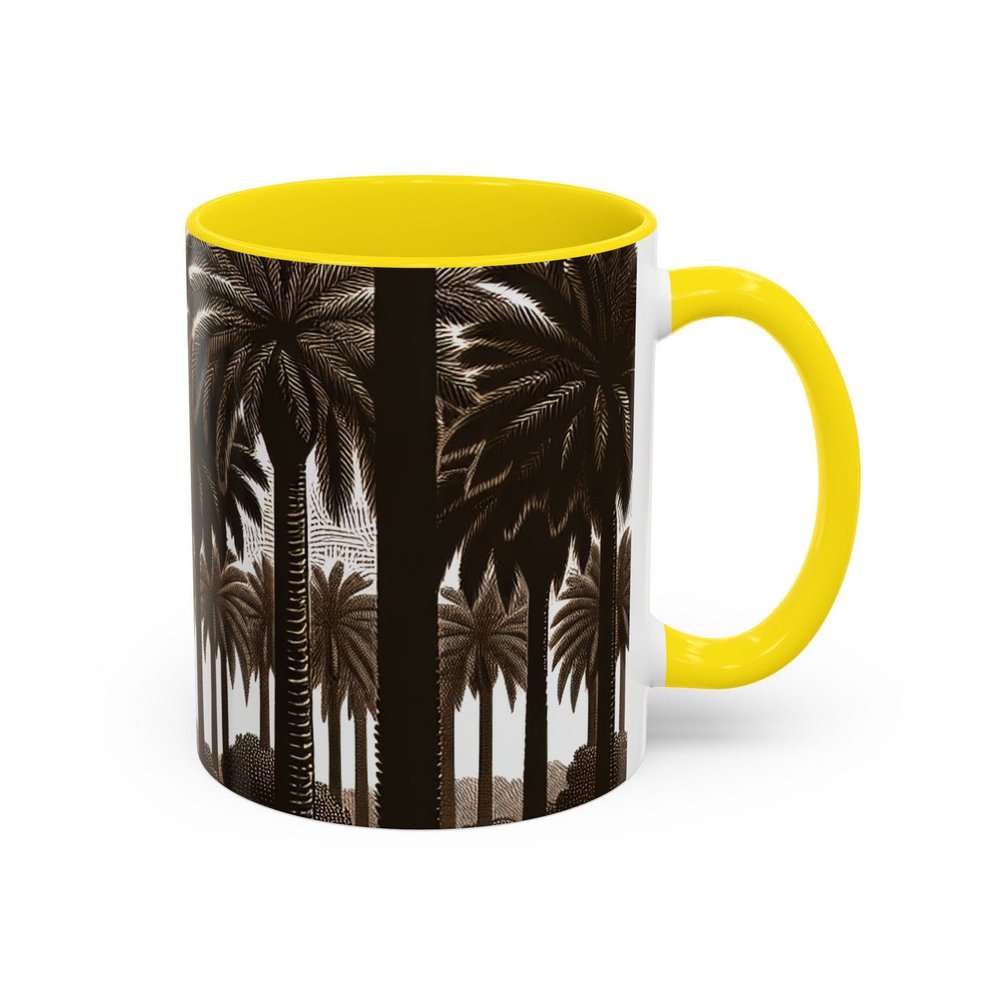 Accent Coffee Mug (11, 15oz) - Woodcut Palm Grove