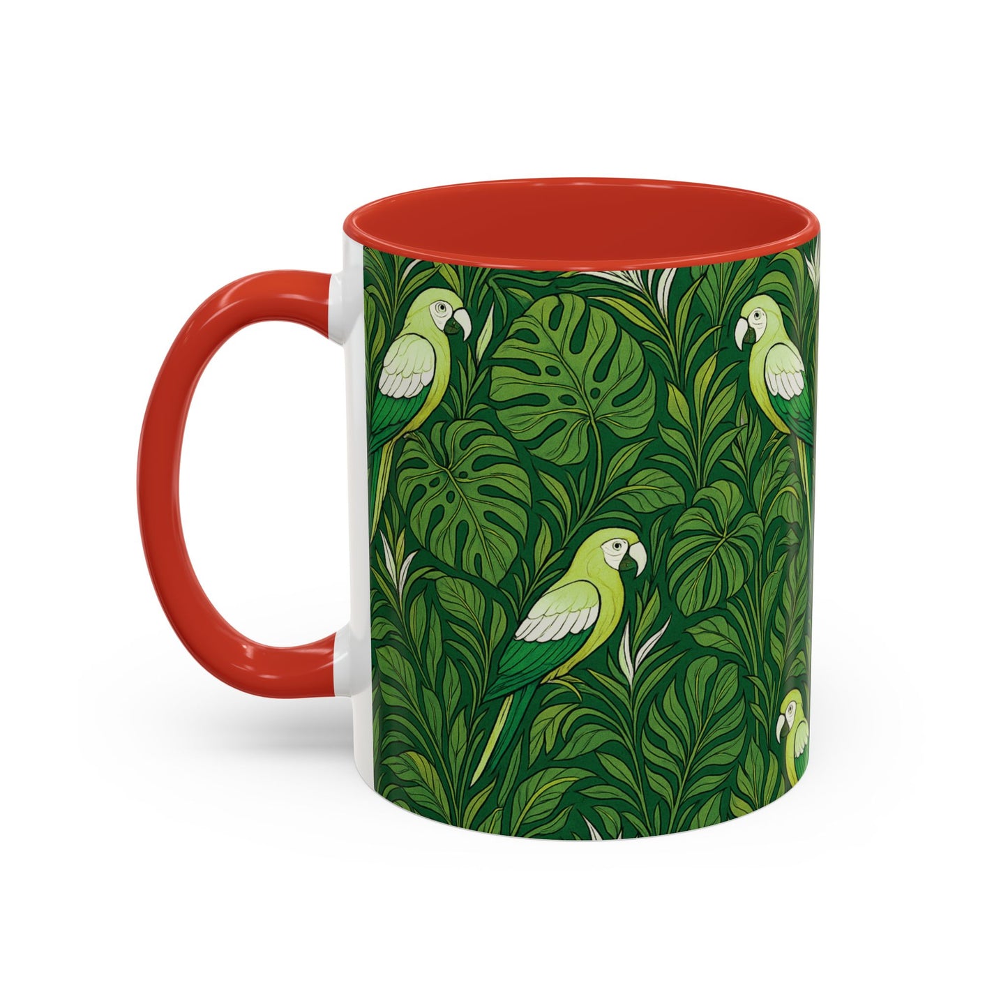 Accent Coffee Mug (11, 15oz), 8 Colors - Parrot Family, Lime