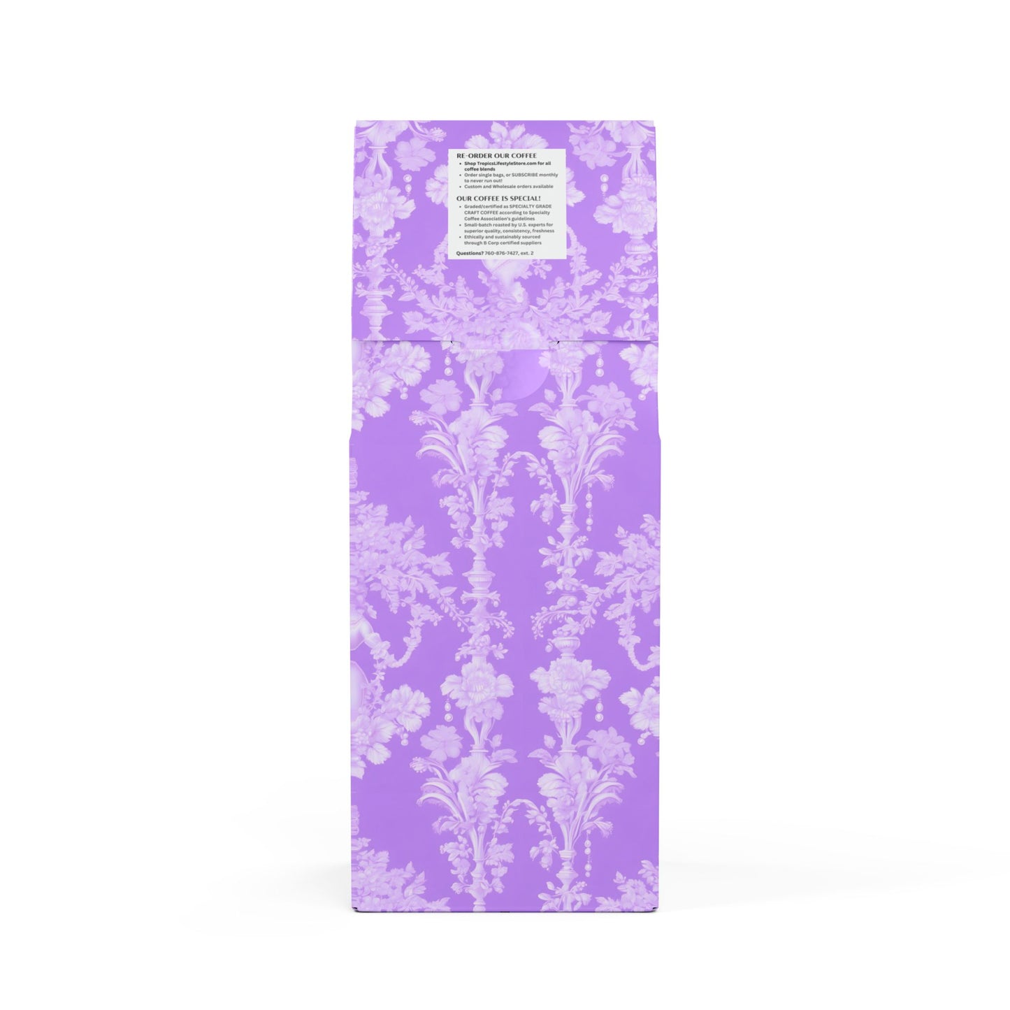 Beach Sunrise Blend™ (Light Roast) Specialty Grade Craft Coffee / Pearl Lady Toile, Amethyst
