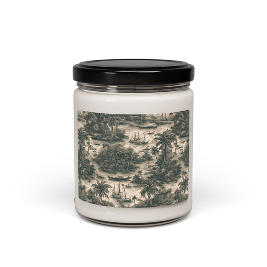 Scented Soy Candle, 9oz - Tropical Toile #1, black