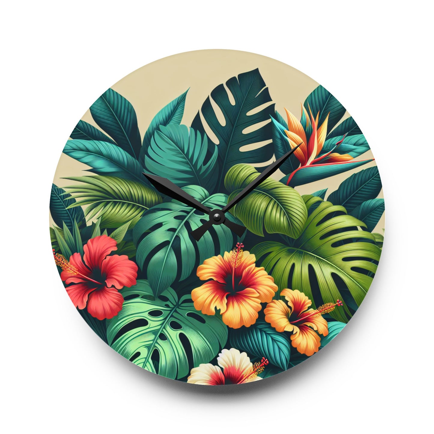 Acrylic Wall Clock, Exotic Flora