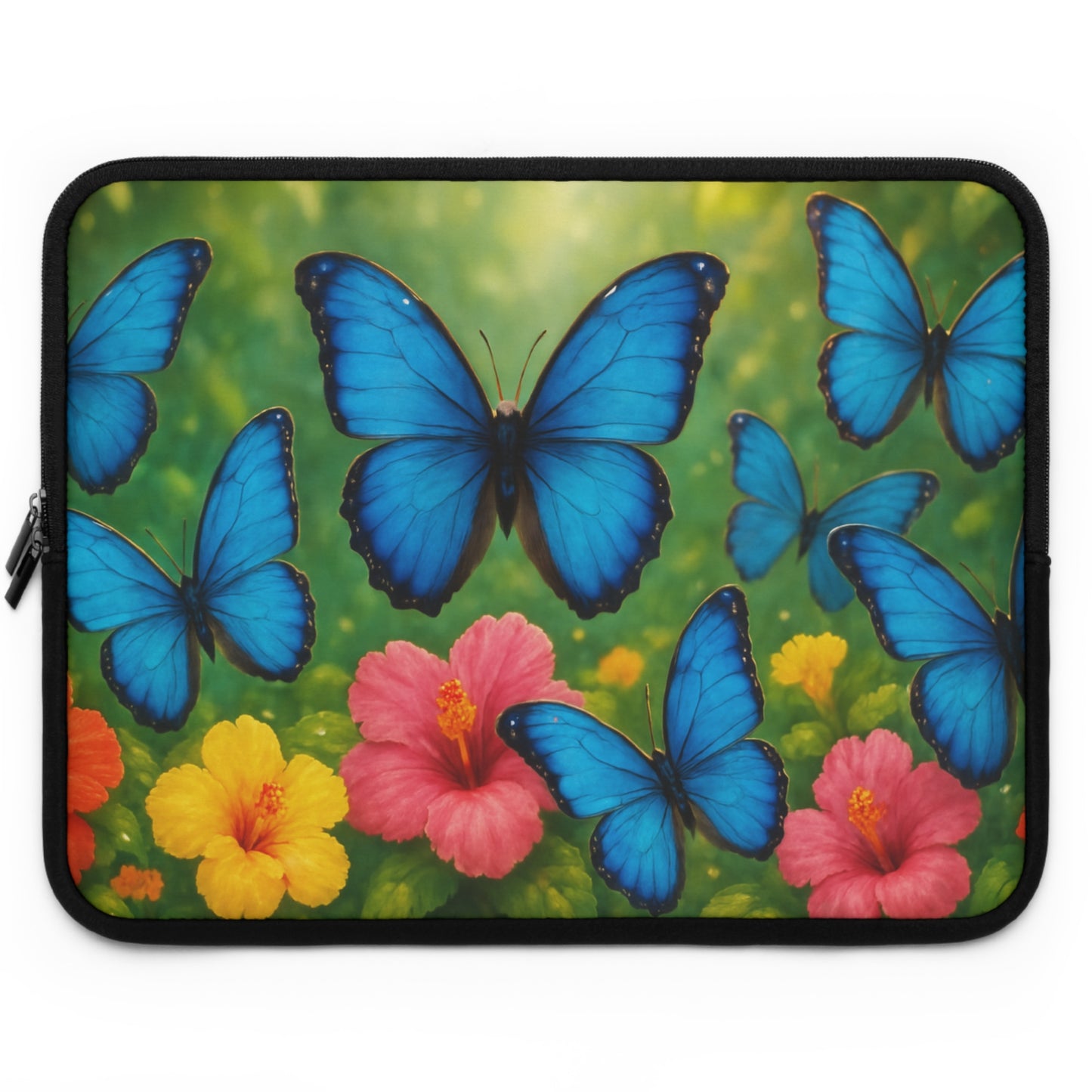 Tropical Laptop Sleeve, 5 Sizes - Perfect for Rainforest Lovers & Students / Morpho Butterfly Flight