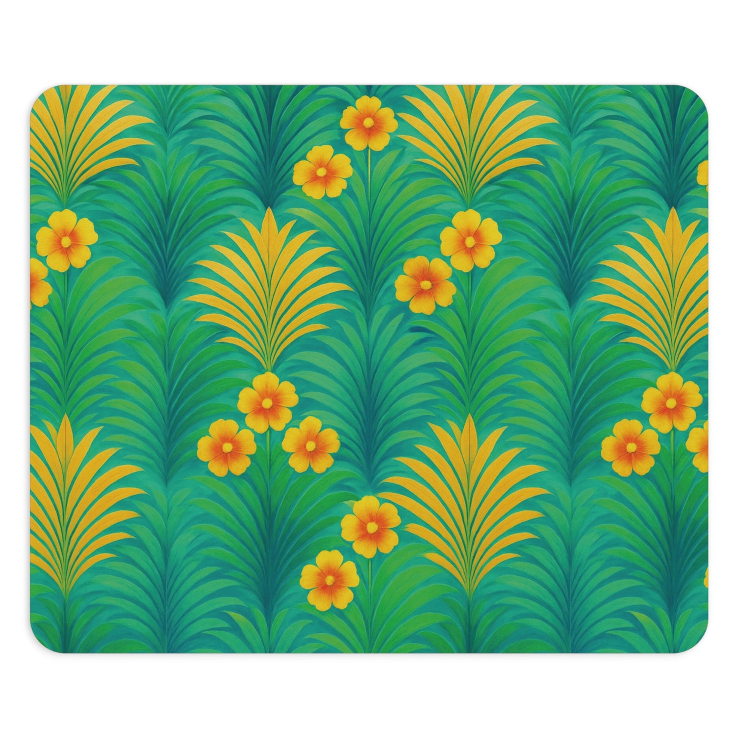 Rainforest Mouse Pad, 2 Shapes - Beach Vibes for Home Office & Gamer / Sunrise Palms, Green
