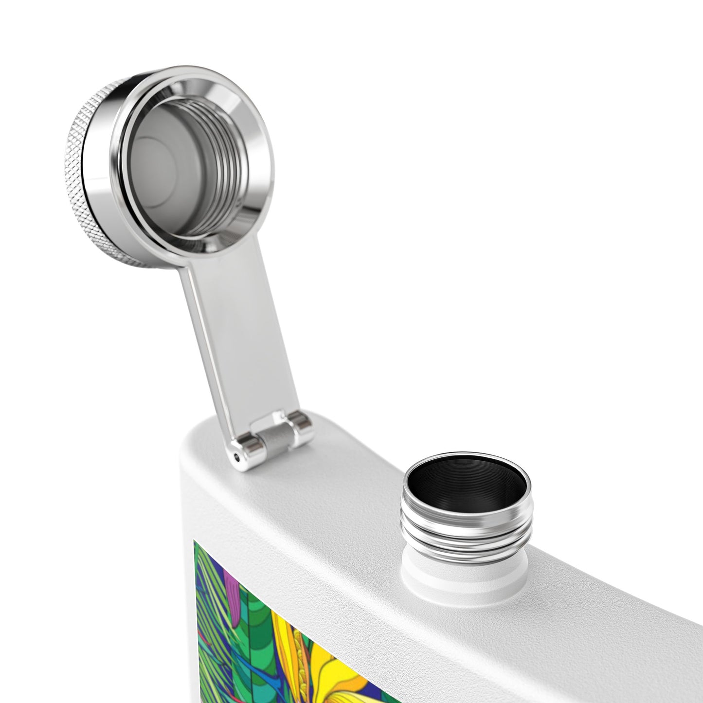 Tropical Stainless Steel 6 oz. Flask, Many Colors  – Bird of Paradise Toile