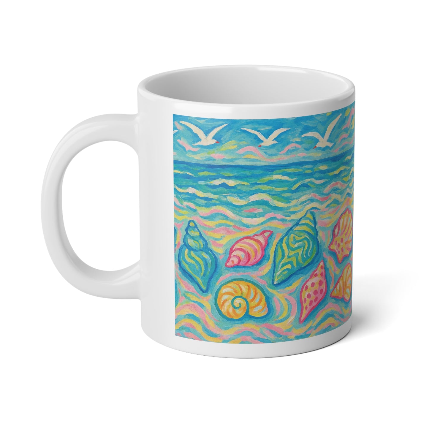 Jumbo Mug, 20oz, Monet Seashells | Tropical Coffee Cup