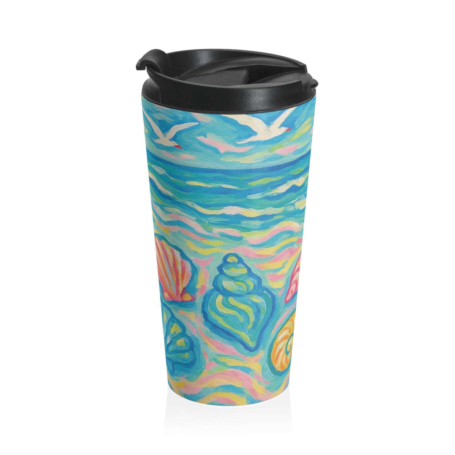 15 oz. Stainless Steel Travel Mug / Monet Seashells