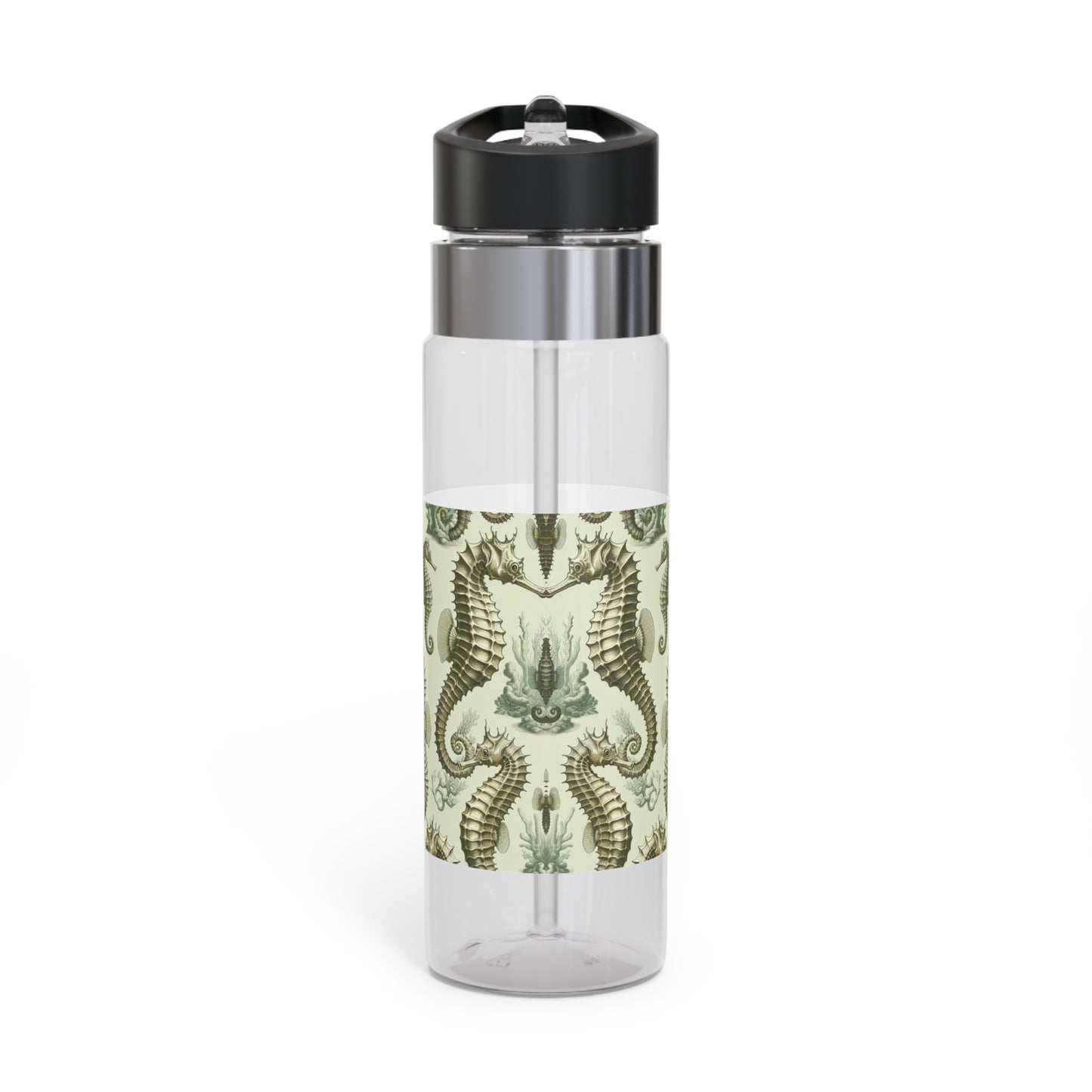 Tropical 20oz Tritan Sport Water Bottle -  Leakproof, Lightweight, BPA-Free / Green Toile Seahorses