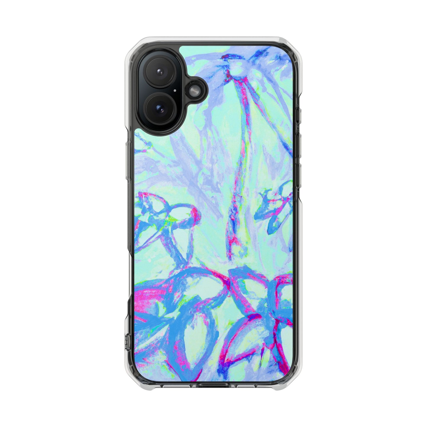 Tropical Doodles/Blue Magnetic Clear Phone Case, Many Models