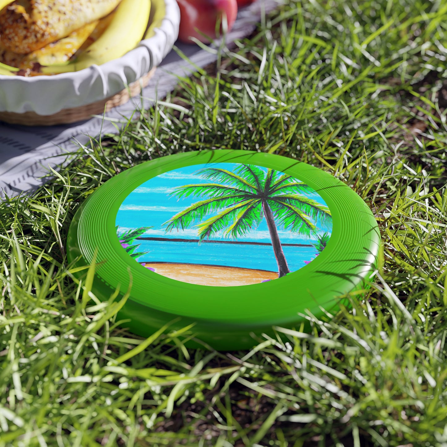Tropical Paradise Frisbee with Palm Tree Design for Beach Fun