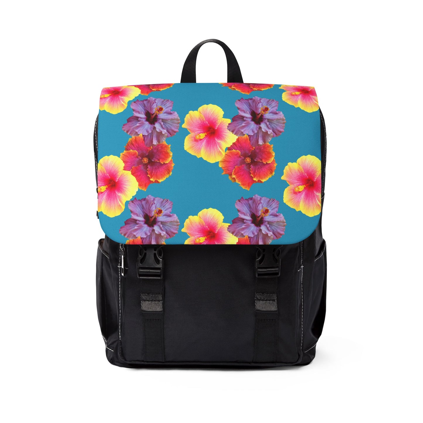 Hibiscus Flowers Trio/Turquoise Casual Backpack - Perfect for Everyday Adventures