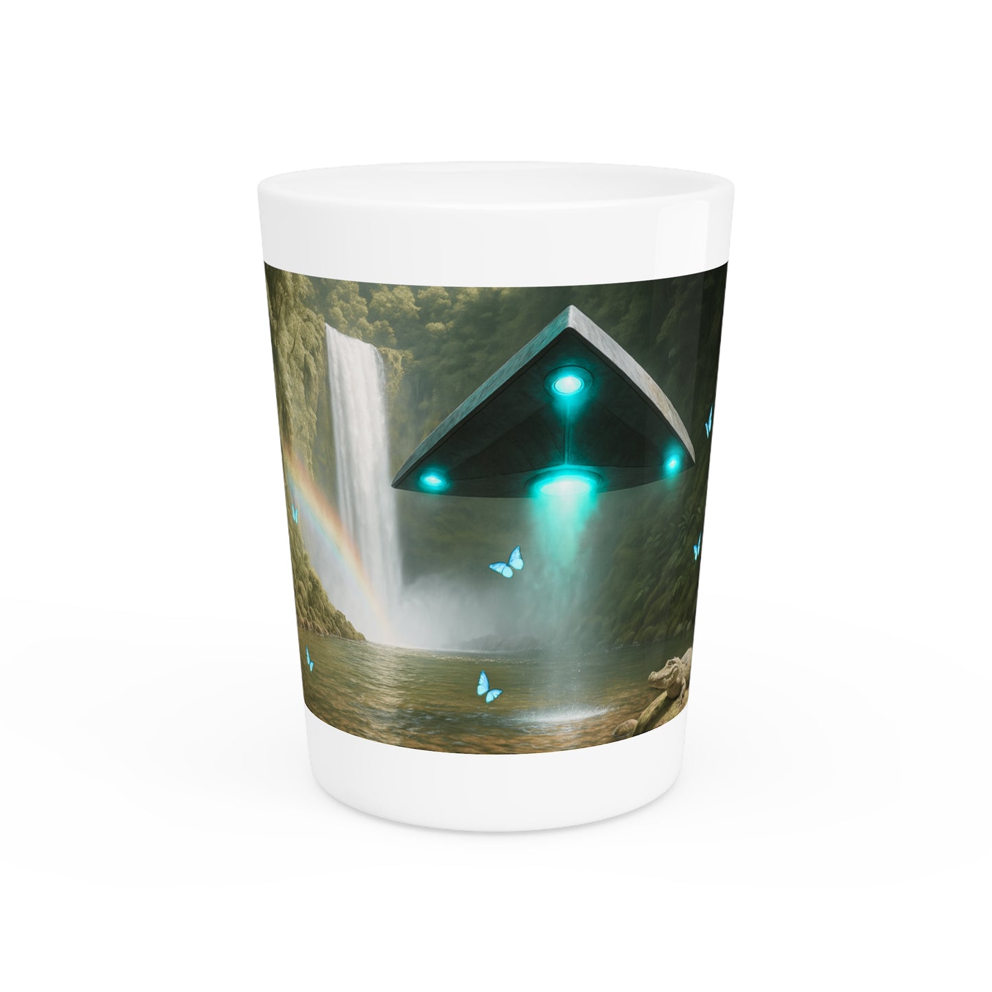 Shot Glass - UFO and Waterfall