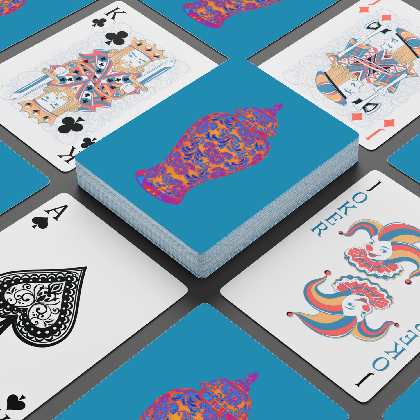 Poker-Sized Playing Cards - Heatwave Ginger Jar, turquoise