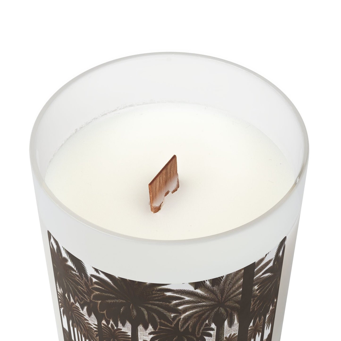 Frosted Glass Candle, 11oz - Woodcut Palm Grove