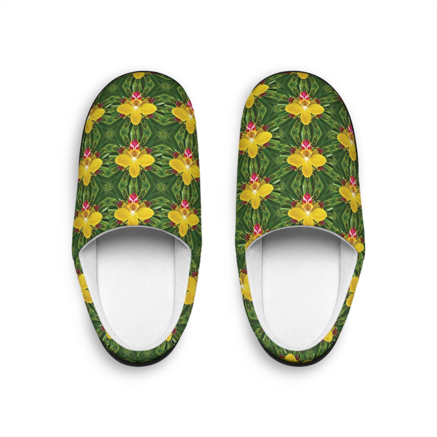 Women's Indoor Slippers - Yellow Orchid Kaleidoscope