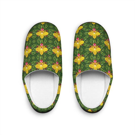 Women's Indoor Slippers - Yellow Orchid Kaleidoscope