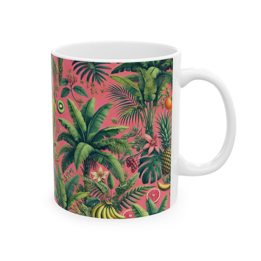 Ceramic White Mug - 11oz & 15oz, More Tropical Fruit, Coral
