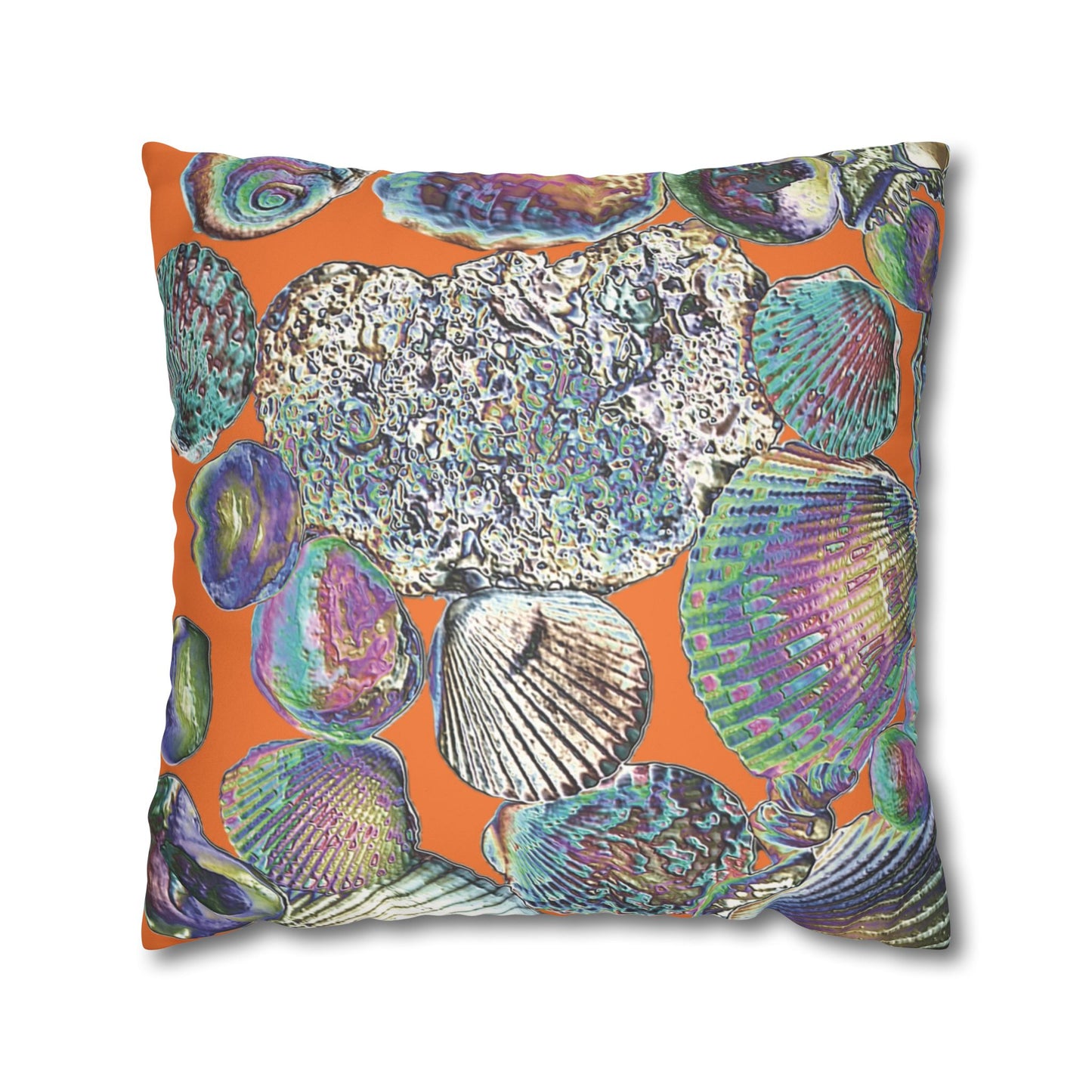 Faux Suede Square Pillowcase - Heatwave Seashell Collection, Crusta Lt. Orange