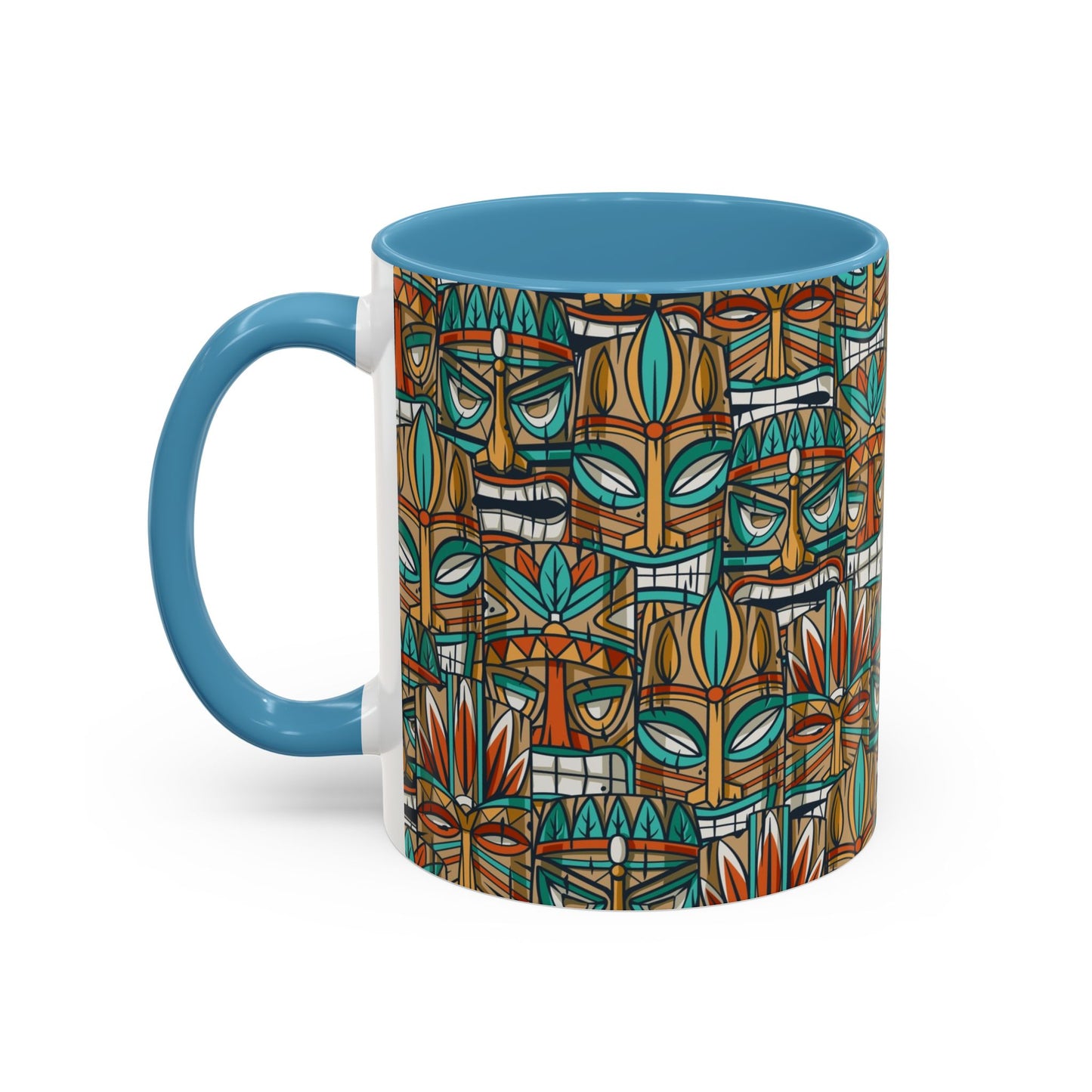 Accent Coffee Mug (11, 15oz), 8 Colors - Turquoise Tiki Party